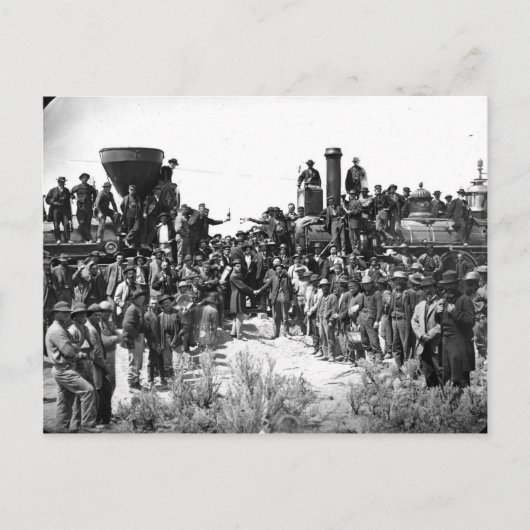 Ost und West schlagen im letzten Rail die Hände Postkarte (Vorderseite)