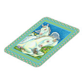 OSTANGELN, WEISSE PONIEN, BUNNEN UND EIER Niedlich Magnet (Linke Seite)