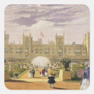 Ostansicht des Schlosses und des Gartens, Windsor Quadratischer Aufkleber