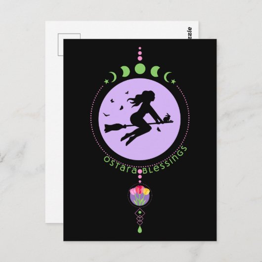 Ostara Blessings Witch Postkarte (Vorne/Hinten)