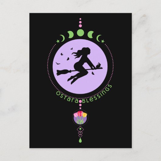 Ostara Blessings Witch Postkarte (Vorderseite)