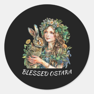 Ostara Estres Pagan Ostara Segings Rabbit Runder Aufkleber