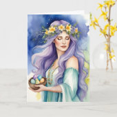 Ostara Goddess Spring Equinox Sabbat Wicca Holiday Karte (Gelbe Blume)