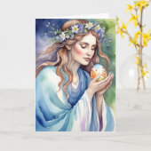 Ostara Goddess Spring Equinox Sabbat Wicca Holiday Karte (Gelbe Blume)