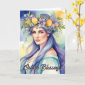 Ostara Goddess Spring Equinox Sabbat Wicca Holiday Karte (Gelbe Blume)