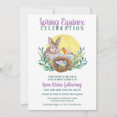 Ostara Spring Equinox Bunny & Bird Nest Sabbat Einladung (Vorderseite)