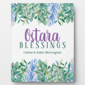 Ostara Spring Equinox Foliage & Feathers Pagan Fotoplatte (Vorderseite)