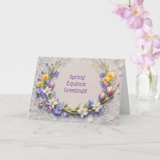Ostara Spring Equinox Greetings Flowers Wreath  Karte (Orchidee)