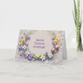 Ostara Spring Equinox Greetings Flowers Wreath  Karte (Vorderseite)