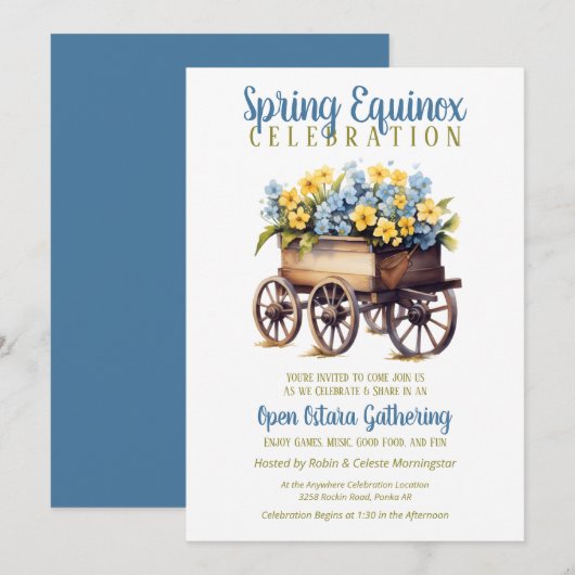 Ostara Spring Equinox Vintage Flower Cart Sabbat Einladung (Vorne/Hinten)