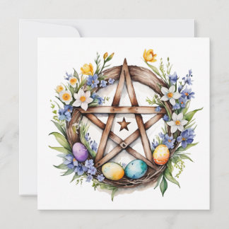 Ostara Star Pentacle Spring Equinox Eostre Wicca Feiertagskarte