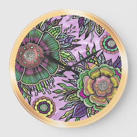 Ostara: Terrestrische Frequenz- Maximalist Clock Große Wanduhr (Vorderseite)