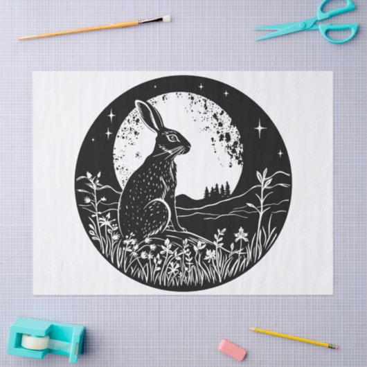 Ostara Wiccan Magic Hare Silhouette Dekoupage Seidenpapier (Basteln)
