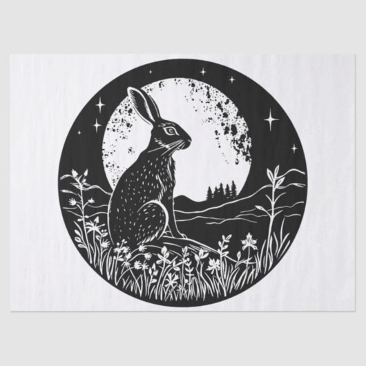 Ostara Wiccan Magic Hare Silhouette Dekoupage Seidenpapier (Vorderseite)