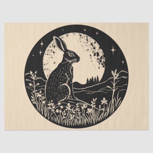 Ostara Wiccan Magic Hare Silhouette Dekoupage Seidenpapier (Vorderseite)