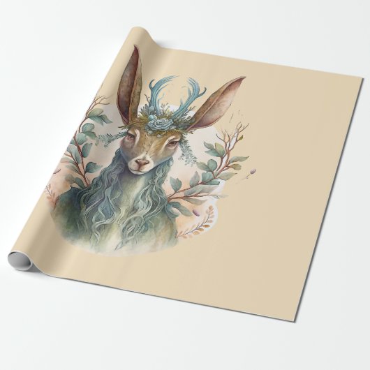 Ostara Wiccan Magical Stag Decoupage Geschenkpapier (Ungerollt)