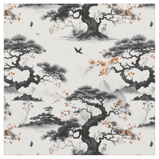 Ostasiatische Ink-Wash-Gewebe Stoff (Nahaufnahme)