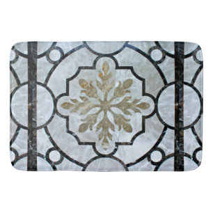 Ostblumenmarmormuster-grauliches Blau u. Gold Badematte