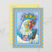 OSTBONNET UND EIER, FRÜHKÜCHE farbig Feiertagspostkarte (Vorne/Hinten)