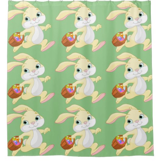 OSTBUNNE MIT FARBIGEM EASTER EGG BASKET DUSCHVORHANG (Vorderseite)