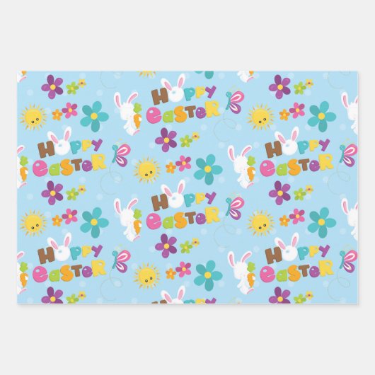 OSTBUNNIER EIER UND BLUME GESCHENKPAPIER SET (Vorderseite 3)