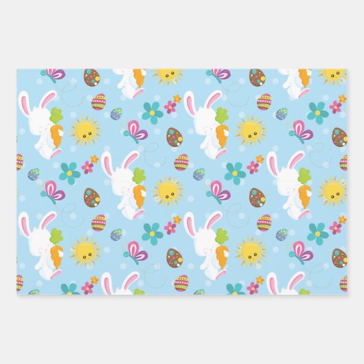 OSTBUNNIER EIER UND BLUME GESCHENKPAPIER SET (Vorderseite 2)