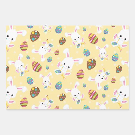 OSTBUNNIER EIER UND BLUME GESCHENKPAPIER SET (Vorderseite)