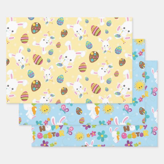 OSTBUNNIER EIER UND BLUME GESCHENKPAPIER SET (Set)