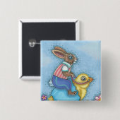 OSTBUNNY, CHICK WHIMSICAL HOLIDAY BUTTON Squ (Vorne & Hinten)