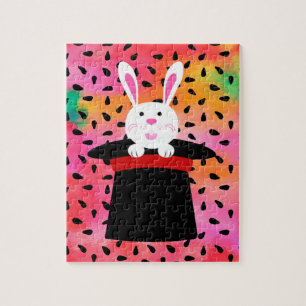 OSTBUNNY IN HAT PUZZLE. JIGSAW PUZZLE