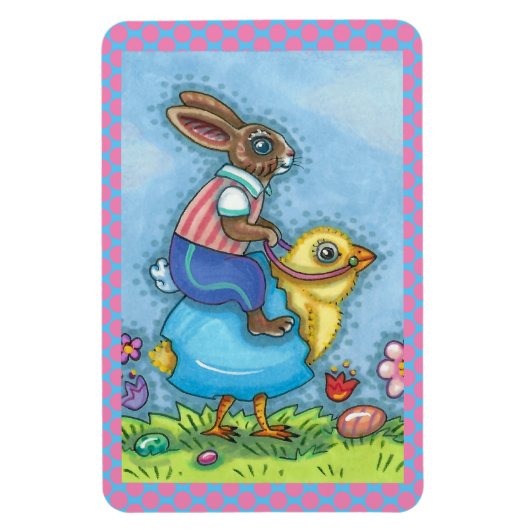 OSTBUNNY REITEN NIEDLICHE SCHICKE IN BLAUEN EGG, W MAGNET (Vertikal)
