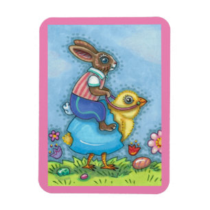 OSTBUNNY REITEN NIEDLICHE SCHICKE IN BLAUEN EGG, W MAGNET