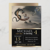 Ostchinesischer Drachenfantasy Metallic Geburtstag Einladung (Vorne/Hinten)