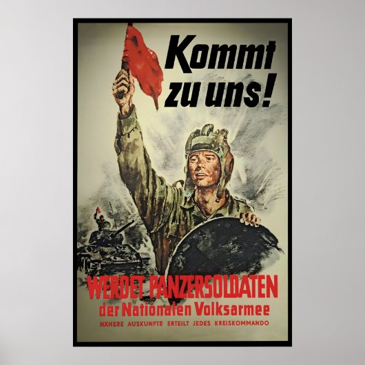 Ostdeutscher Propagandaposter Kommt zu uns! Panzer Poster (Vorne)