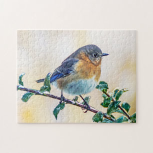 Ostdrossel auf Eis umfaßte Glied-Puzzlespiel Puzzle