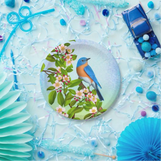 Ostdrossel in Apple blüht PapierTeller (Party)