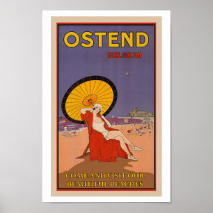 Ostende, Belgien Vintage Travel Poster