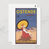 Ostende Belgique Travel Poster Postkarte (Vorne/Hinten)