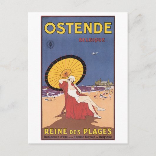 Ostende Belgique Travel Poster Postkarte (Vorderseite)