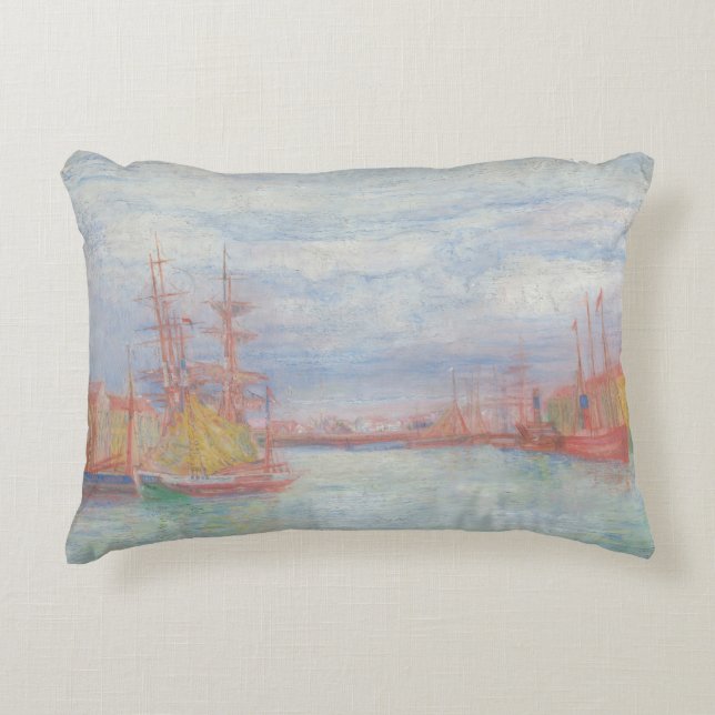 Ostende Harbor von James Ensor (1900) Dekokissen (Vorderseite)