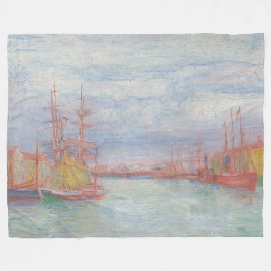 Ostende Harbor von James Ensor (1900) Fleecedecke (Vorderseite (Horizontal))