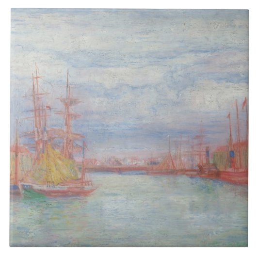 Ostende Harbor von James Ensor (1900) Fliese (Vorderseite)