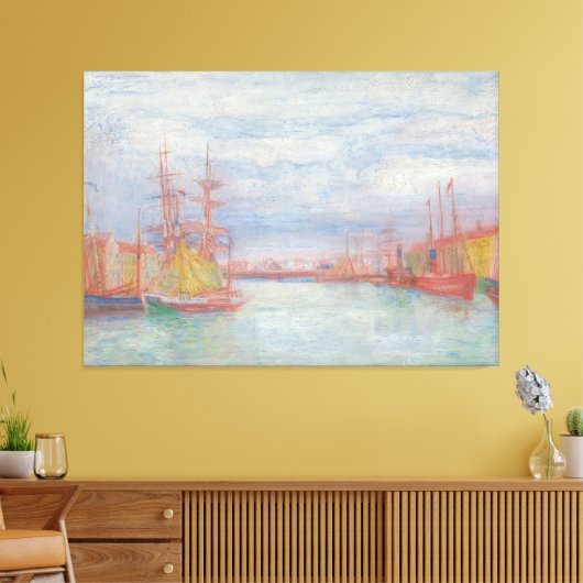 Ostende Harbor von James Ensor (1900) Leinwanddruck (Insitu (Wohnzimmer))