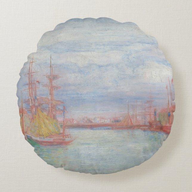 Ostende Harbor von James Ensor (1900) Rundes Kissen (Vorderseite)