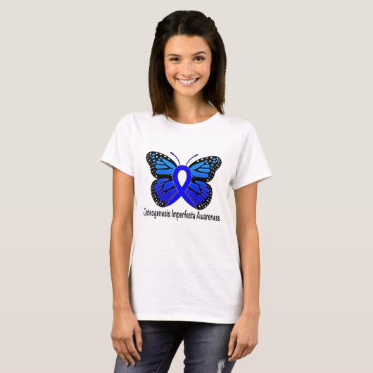 Osteogenesis Imperfect Butterfly Awareness Ribbon T-Shirt (Vorne ganz)