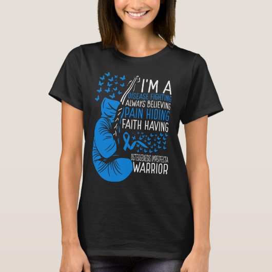 Osteogenesis Imperfecta Warrior Awareness Ribbon T-Shirt (Vorderseite)