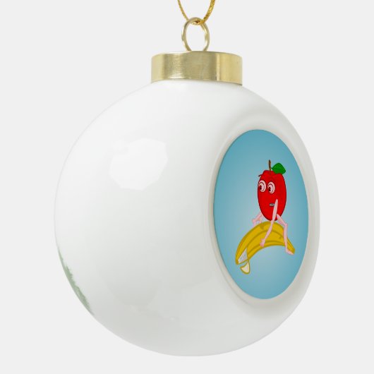 Osteopath Fruit Funny Apple Straighting a Banana Keramik Kugel-Ornament (Links)