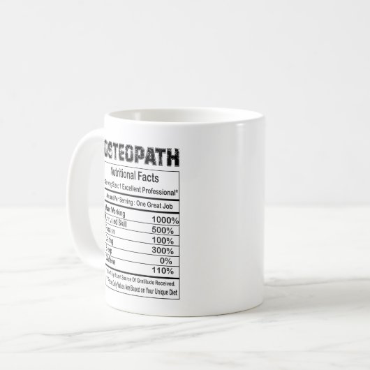 Osteopath Nutrition Facts 11oz Kaffeepause Tasse (Vorderseite Links)