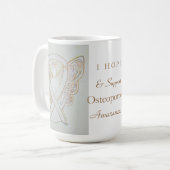 Osteoporose Bewusstsein Ribbon Engel Custom Tasse (Vorderseite Links)