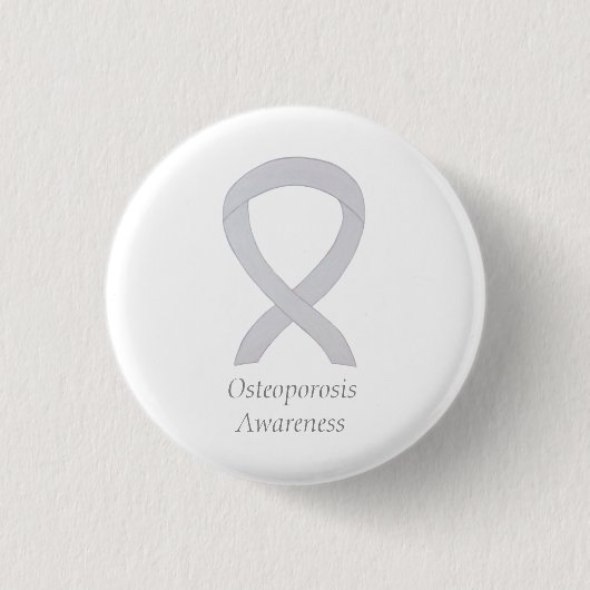 Osteoporose-Bewusstsein Weißer Band Kunsthandwerk Button (Vorderseite)
